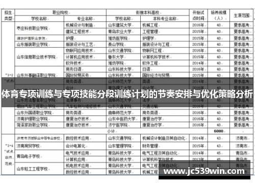 体育专项训练与专项技能分段训练计划的节奏安排与优化策略分析